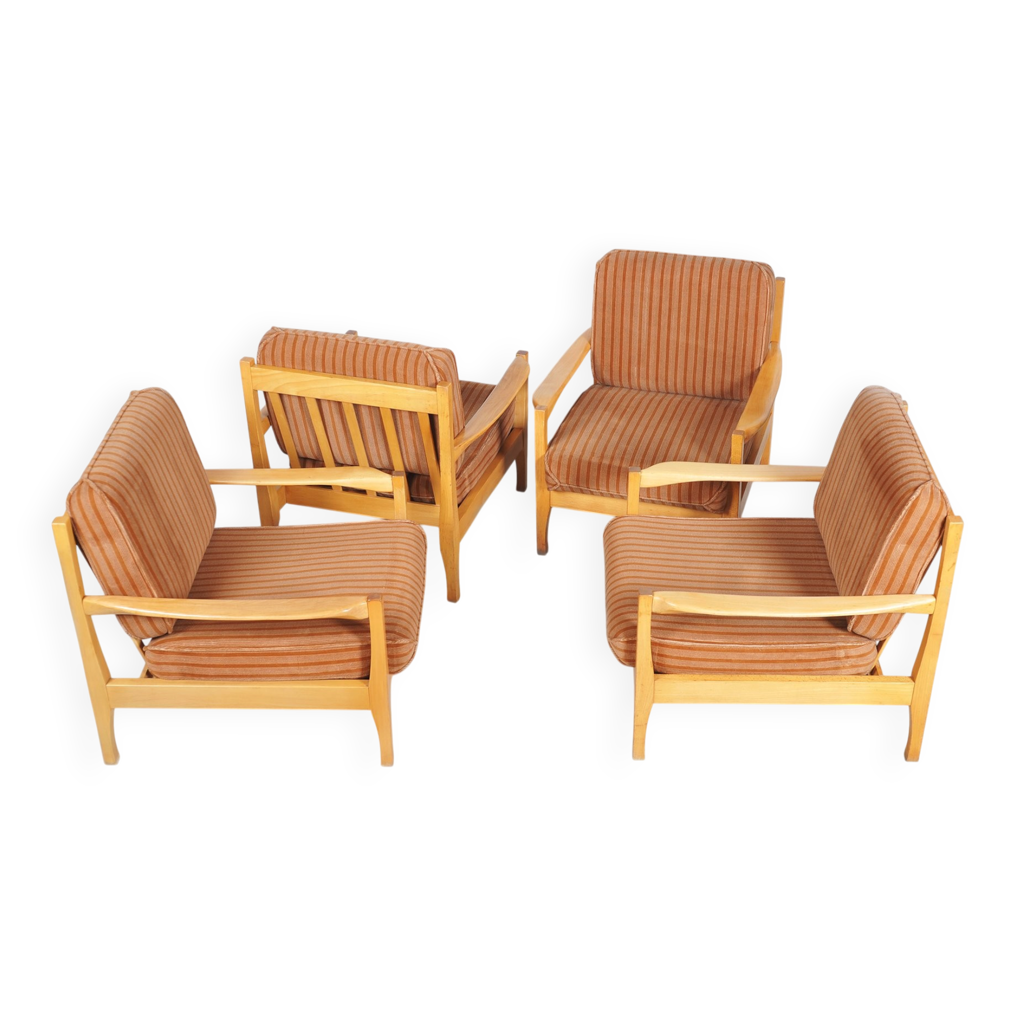 Mid-Century Armchairs attributed to Jitona Soběslav, Czech, 1960s, Set of 4