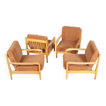 Mid-Century Armchairs attributed to Jitona Soběslav, Czech, 1960s, Set of 4