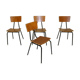 Set of 4 teak and metal chairs, Denmark, 1950