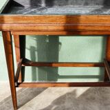 Table de métier, début 20ème, en bois et zinc riveté