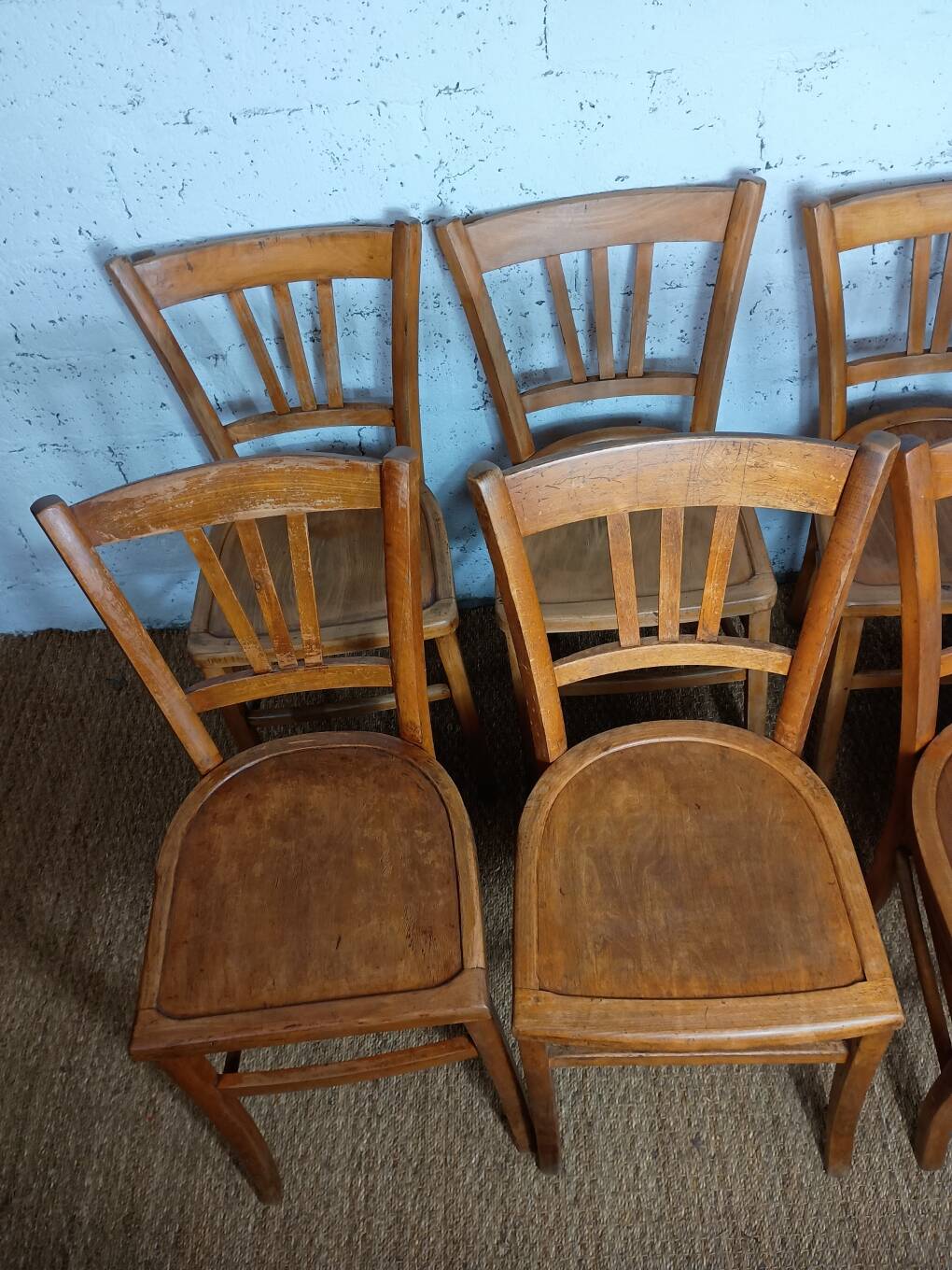 Ensemble de 10 chaises bistrot années 1950-60 vintage Luterma