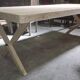 Very large industrial design table / sandblasted solid wood / L 242 cm