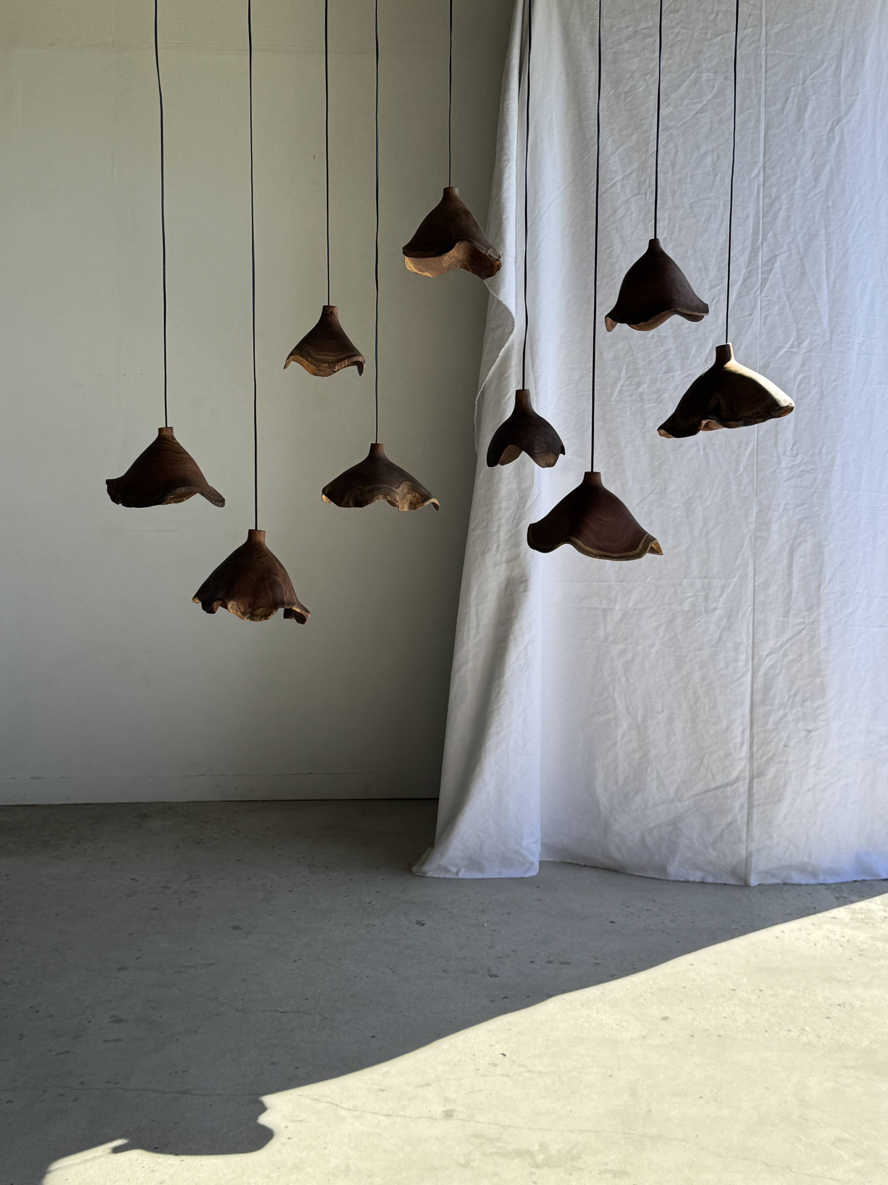 Small suspension in organic teak hat D30 H20