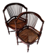 Paire de fauteuils d'angle paillés Jungerstil en acajou 1900.