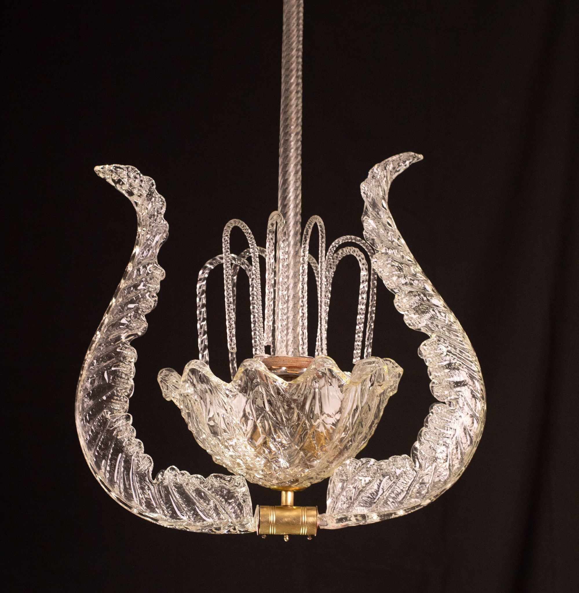 Art Decò Fountain Chandelier By Barovier e Toso, Murano Glass, 1940
