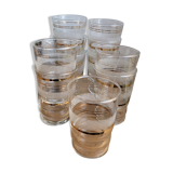 Set of 11 granite glass cups and golden edging