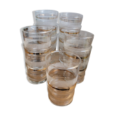 Set of 11 granite glass cups and golden edging