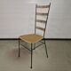 Mid century metal and wicker dining chairs, France 1950s