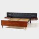 Vintage mid century modern double bed bedroom set with floating nightstands
