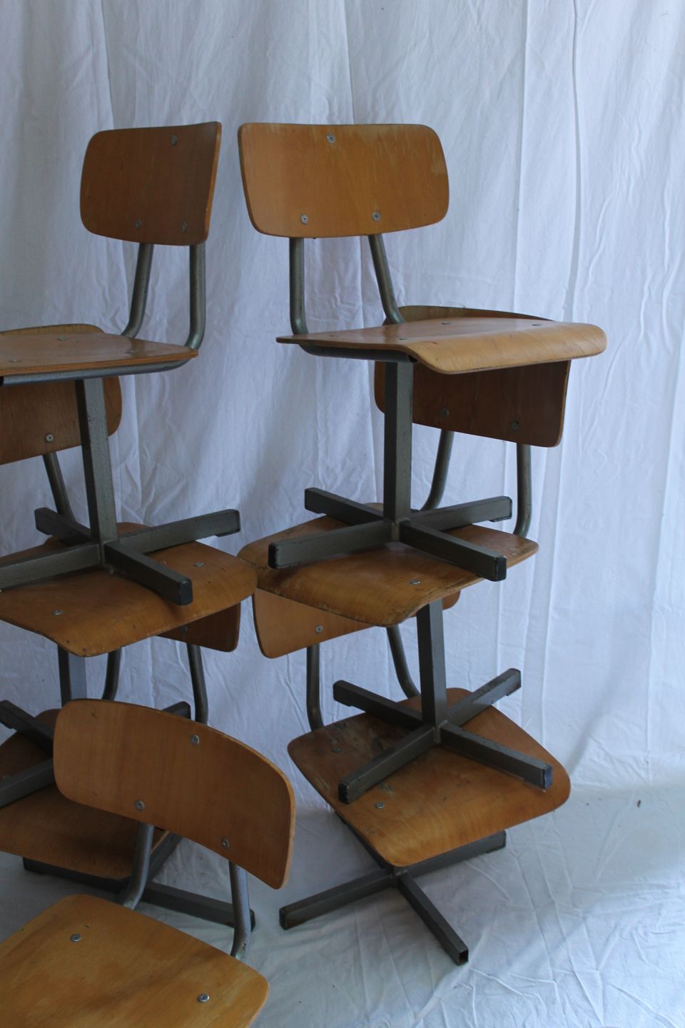 Lot of 10 kindergarten chairs - industrial style