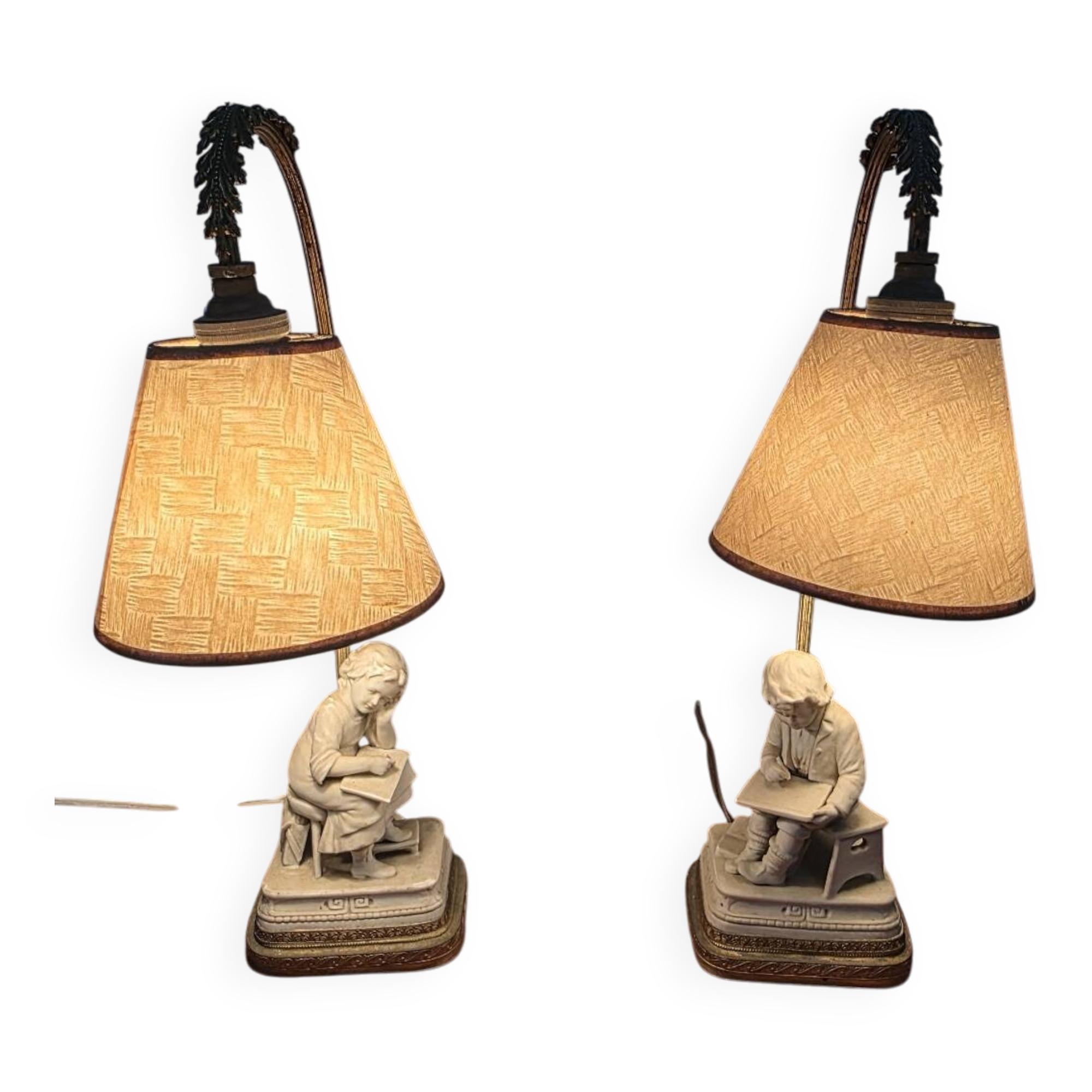 Pair of Louis XVI style bedside lamps, late 19th century