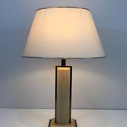 Table Lamp in Travertine and Gold Chrome, French Work, circa 1970