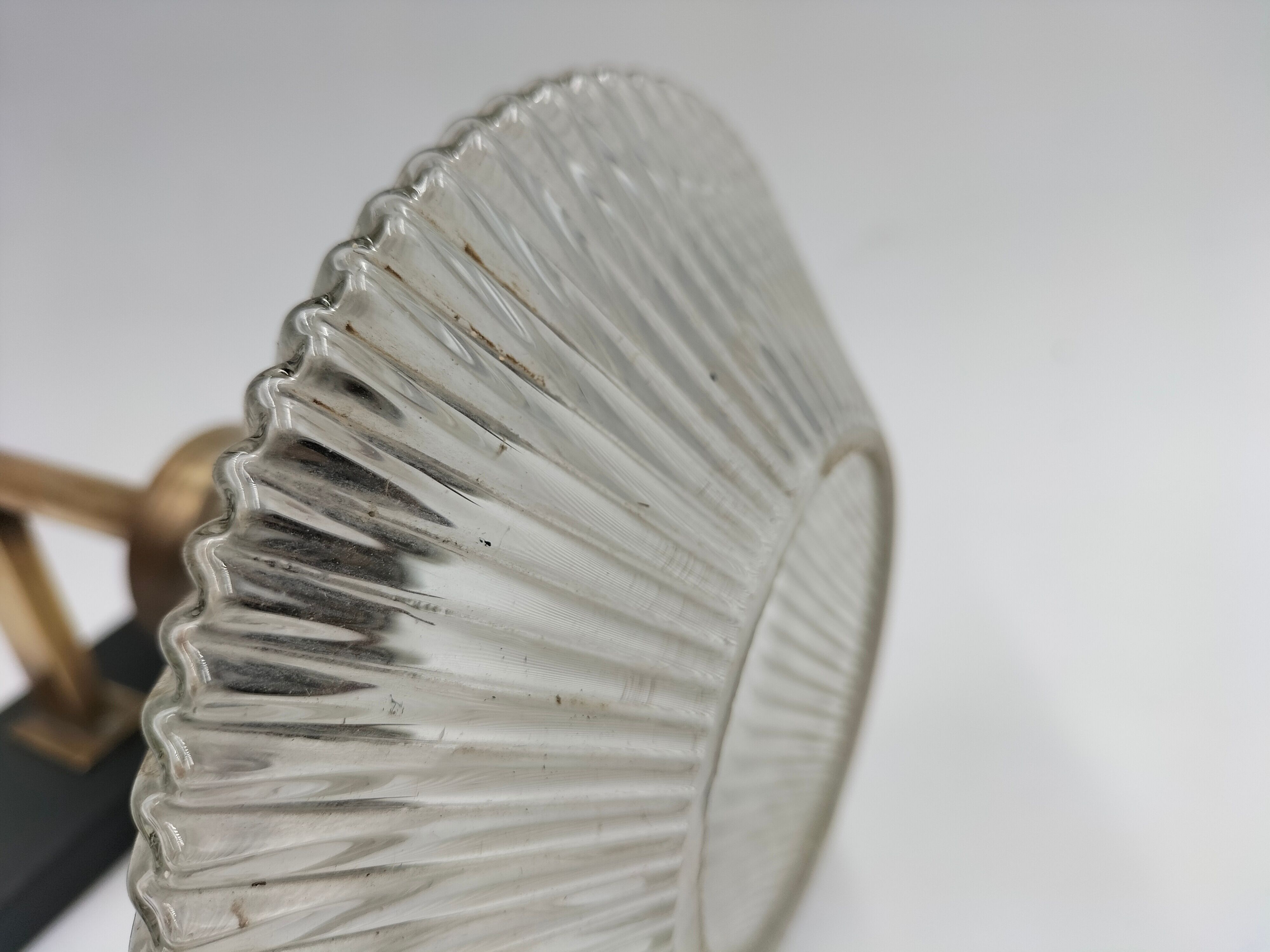 Pair of brass and glass wall lamps