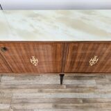 Mid-century 1960s mahogany sideboard with glass top