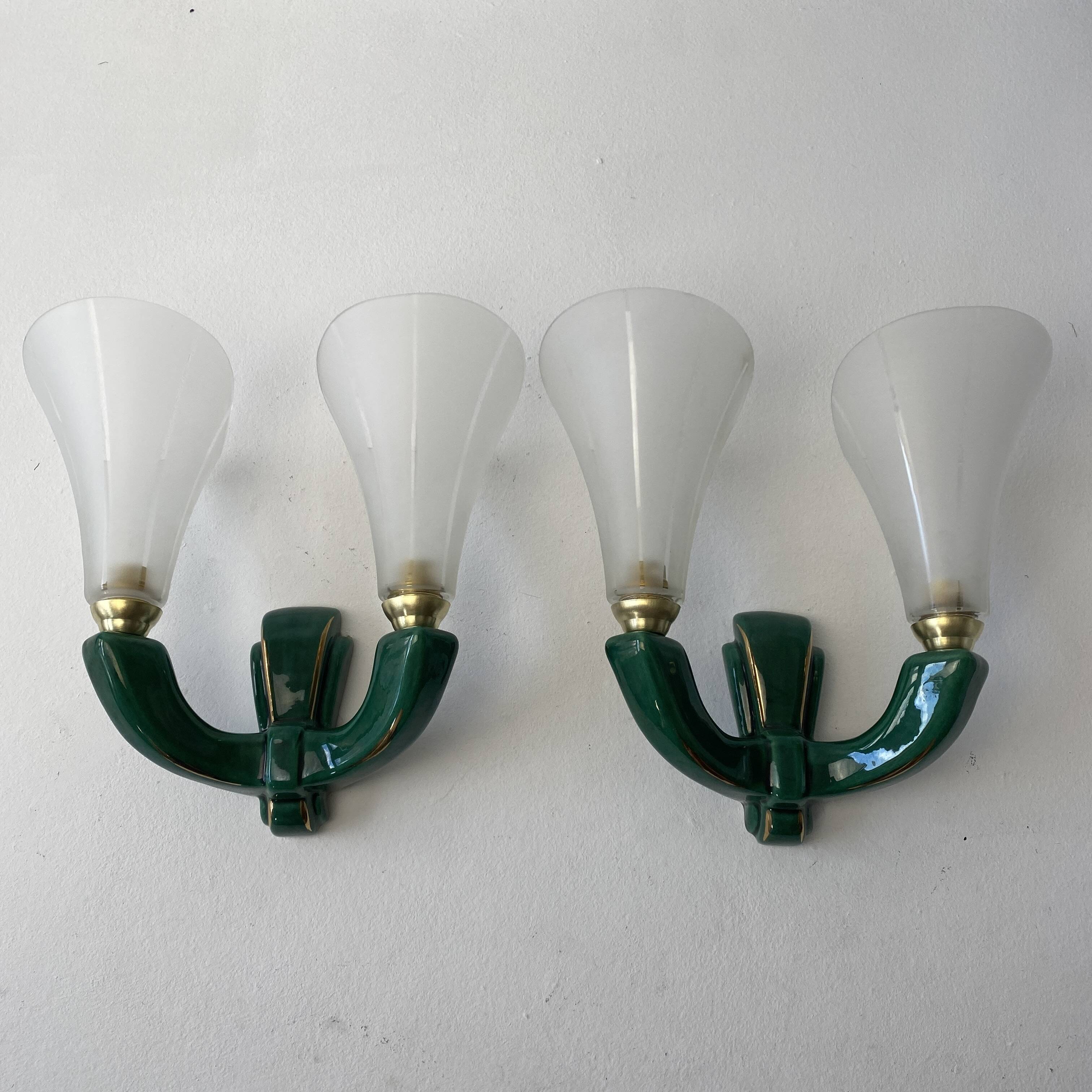 Pair of vintage ceramic wall lamps