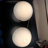Lampe champignon en pate de verre marbré blanc