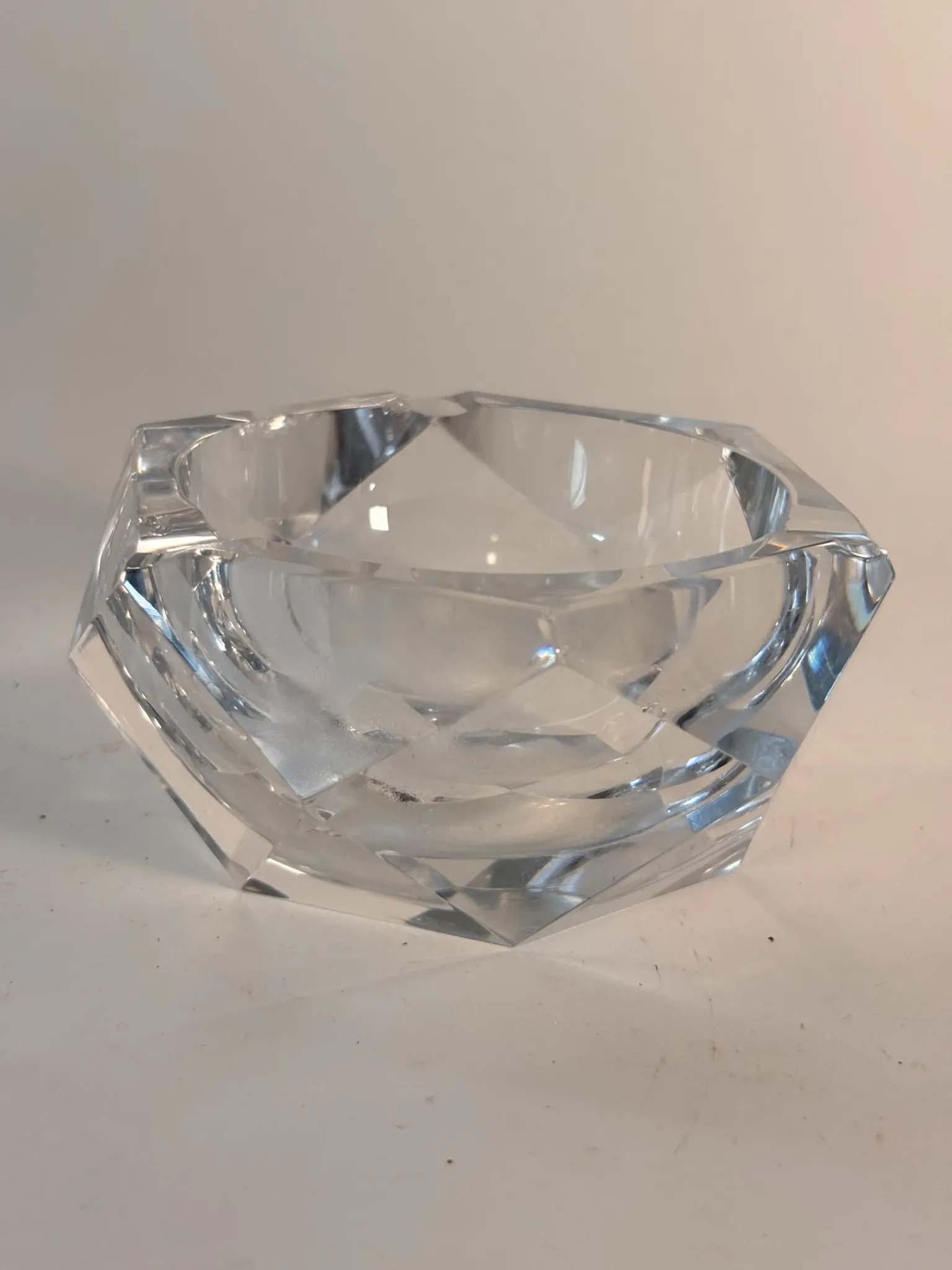 Faceted crystal ashtray, diamond shape