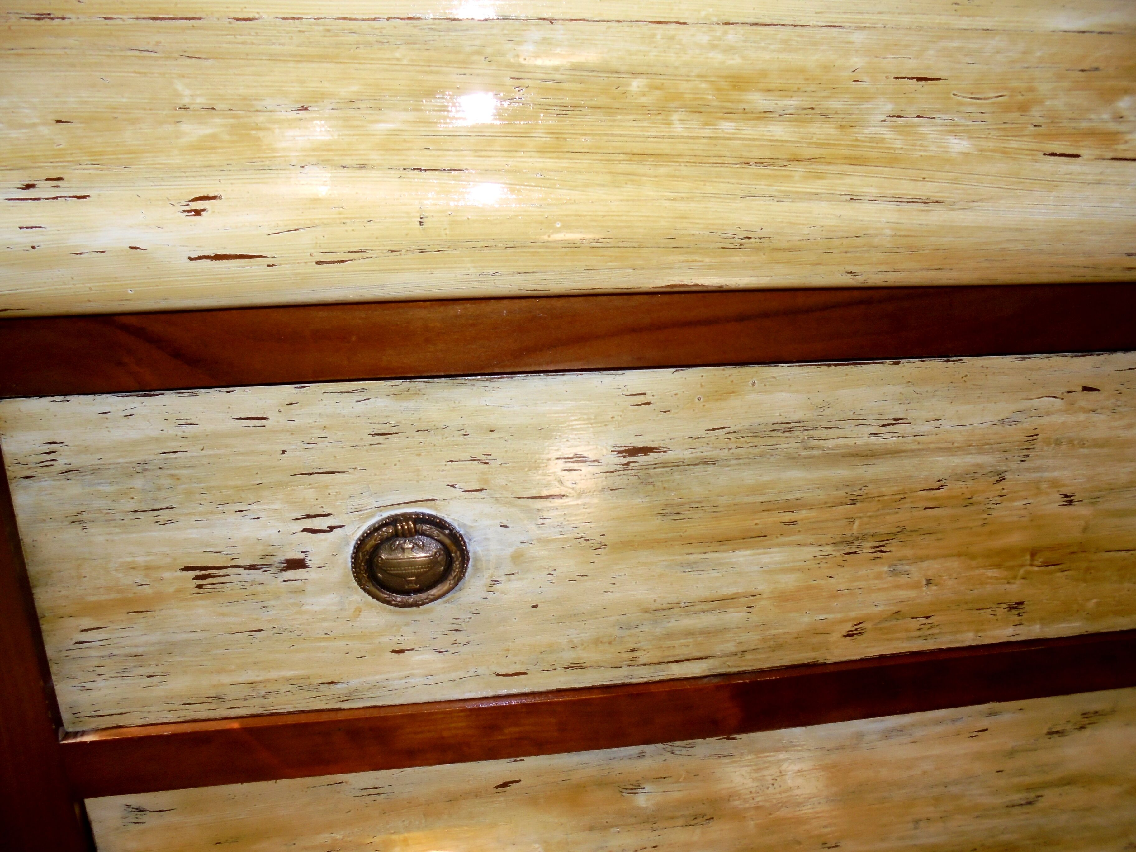 Wood and paint chest of drawers