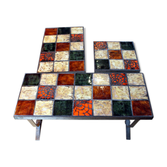 Tables basses gigognes en céramique vintage
