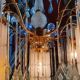 Vintage fountain chandelier glass and plexiglass