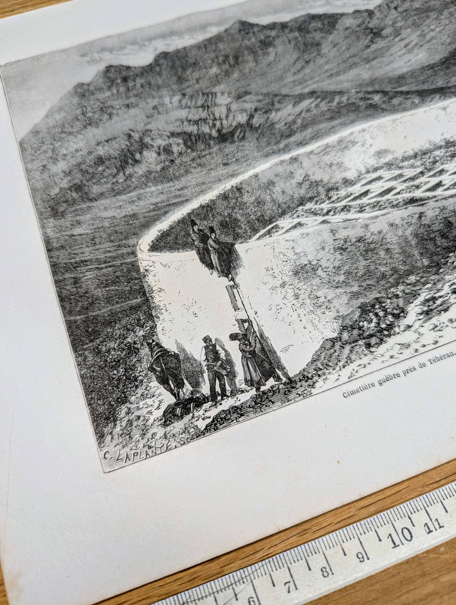 Cimetière guèbre près de Téhéran, Iran. Imprimée en 1866.