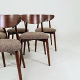 Scandinavian dining chairs in mocha brown, set of 6.