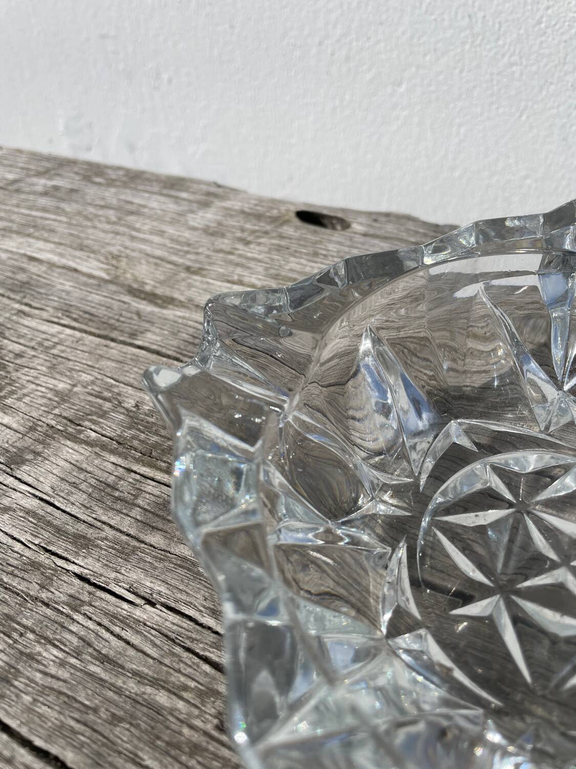 Clear cut glass ashtray 1970