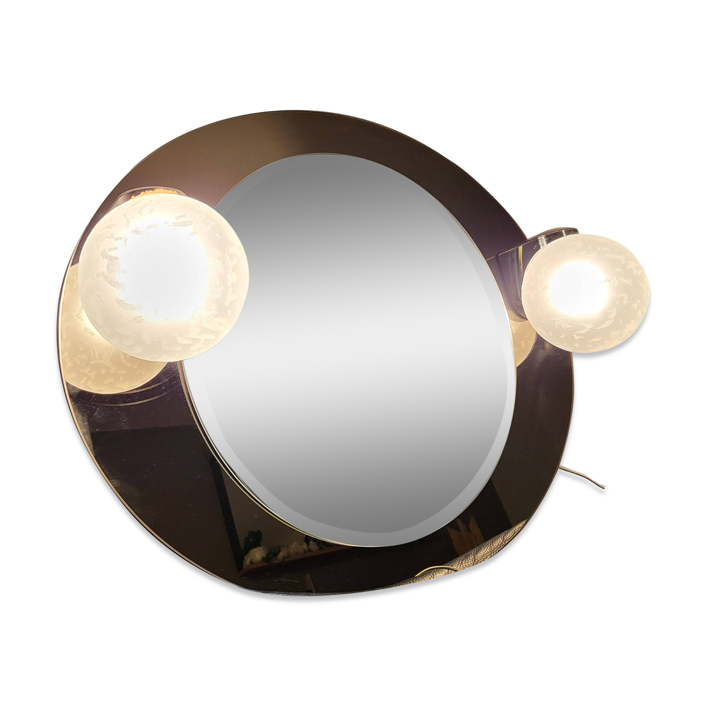 Smoked oval mirror, Italy, 1970