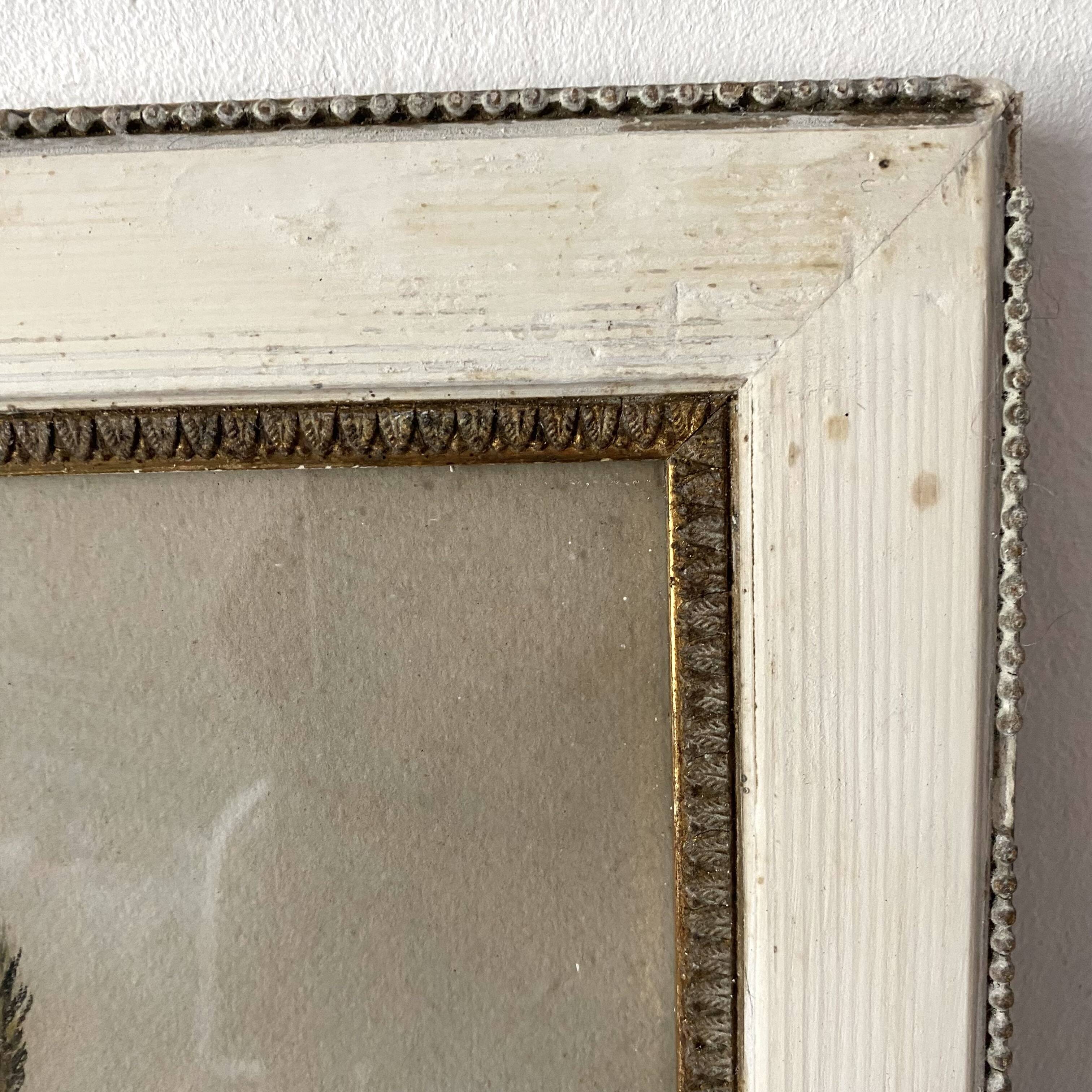 Triptych of old watercolors, flowers, 19th century