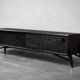 Vintage Mid-Century Scandinavian Modern Dark Oak Sideboard & Wooden Handles