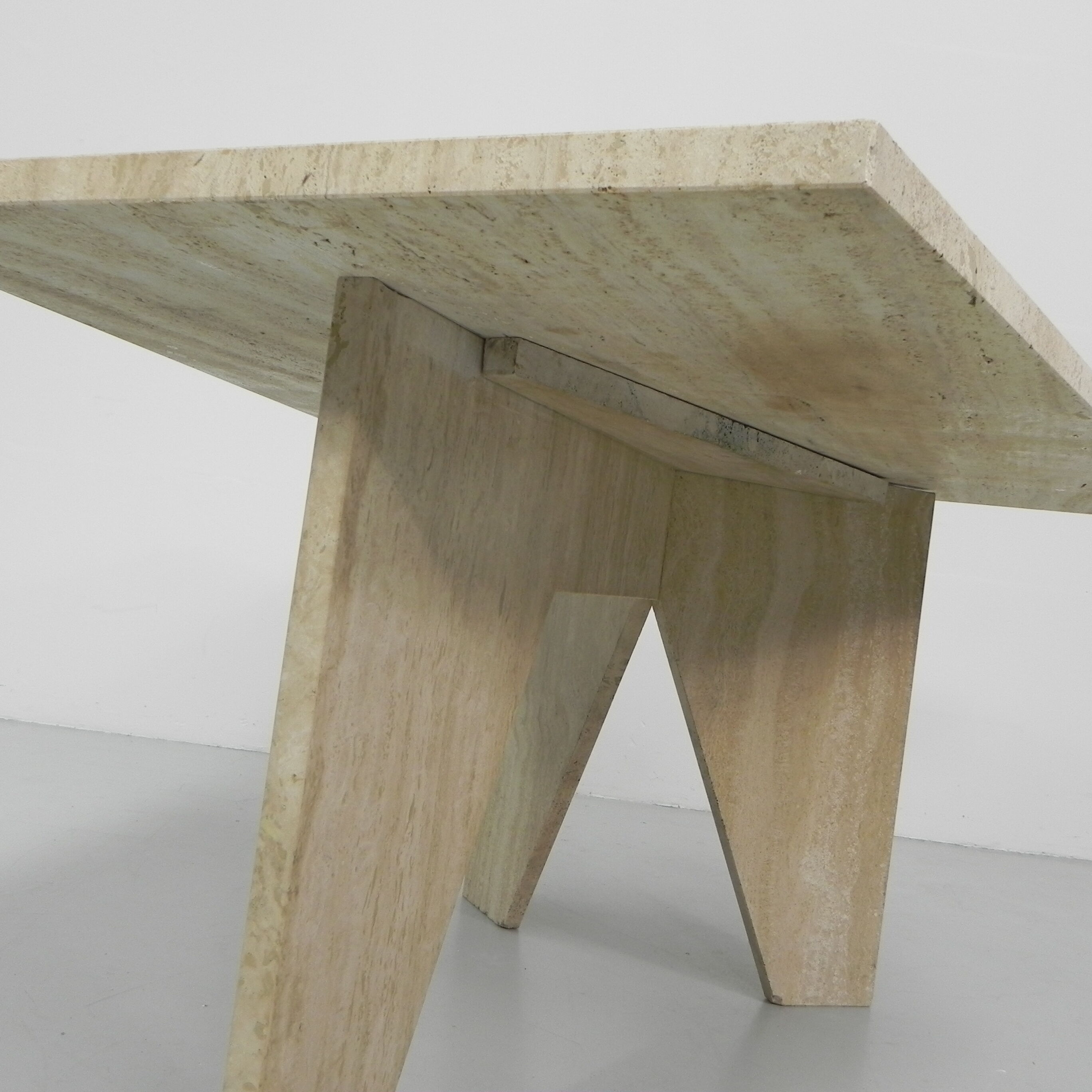 Travertine dining table, 130 x 129 cm