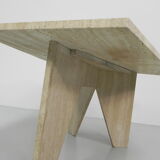 Travertine dining table, 130 x 129 cm
