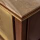Buffet vintage années 40 en bois bas-reliefs en laiton et marbre design italien