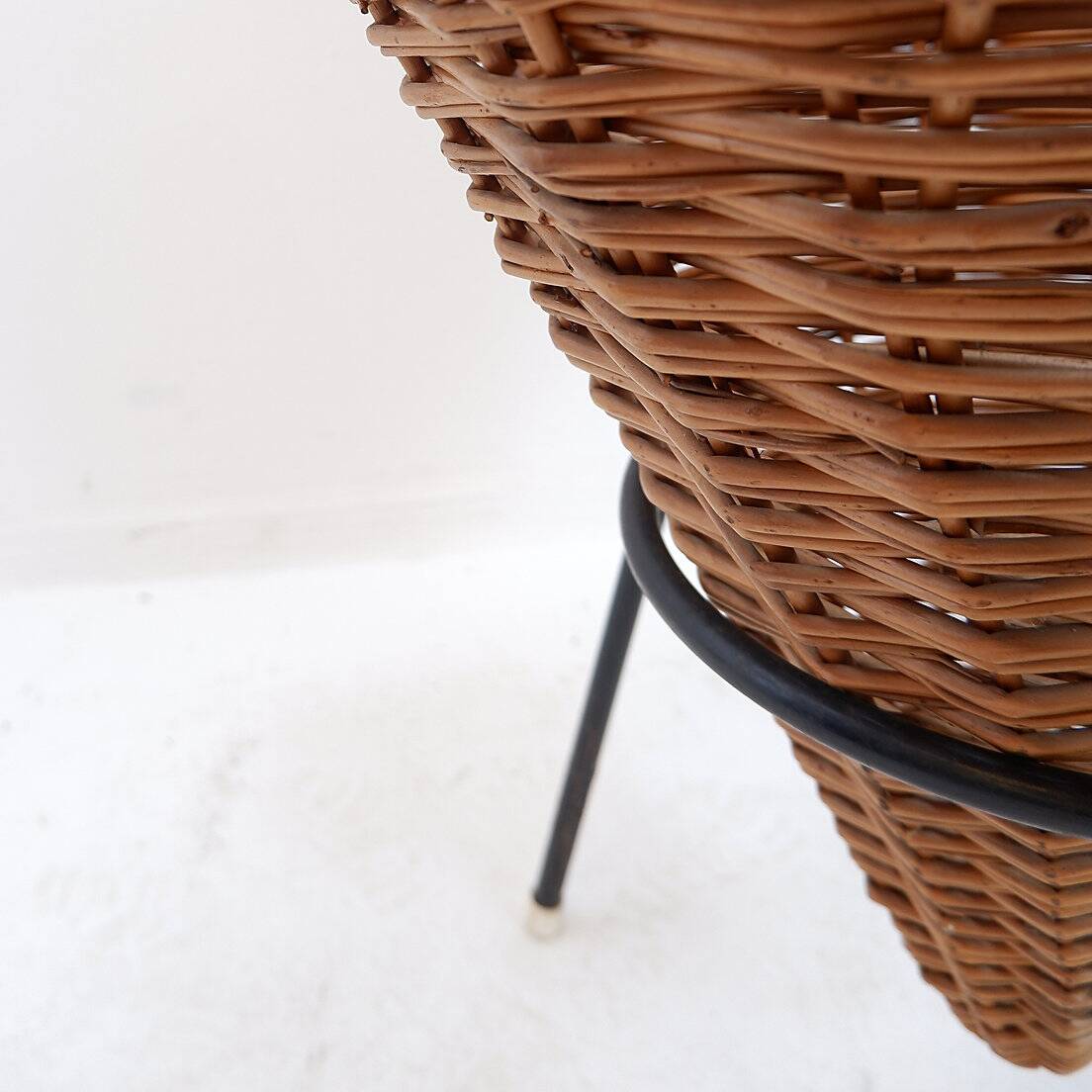 Panier en métal et osier, 1960