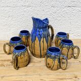 Enameled stoneware service signed Gilbert Méténier