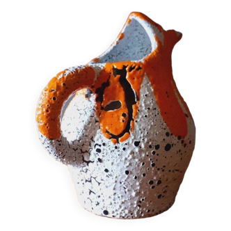 Vintage Ceramic Pitcher 60s Fat Lava