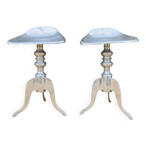 Paire de tabourets en - aluminium