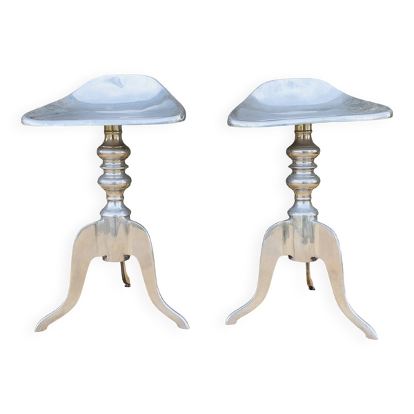 Paire de tabourets en aluminium