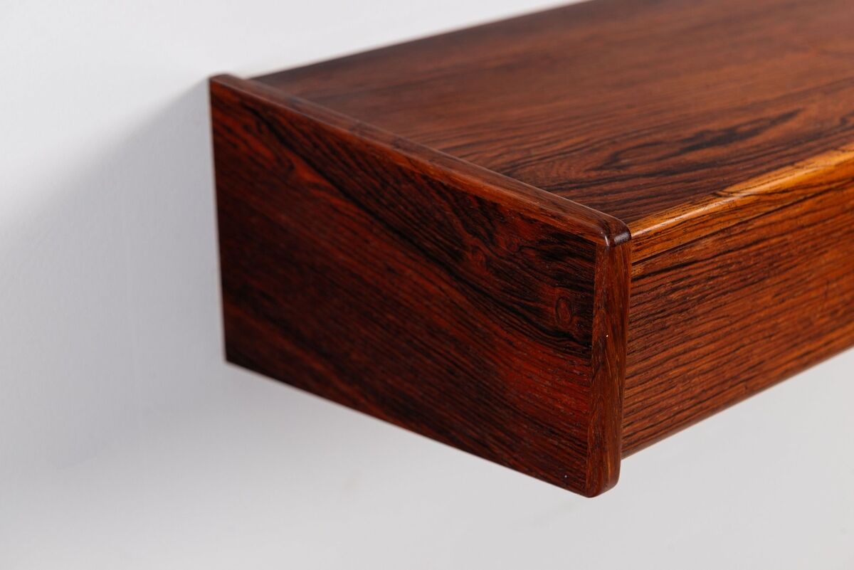 Pair of Scandinavian floating nightstands rosewood Denmark 1960