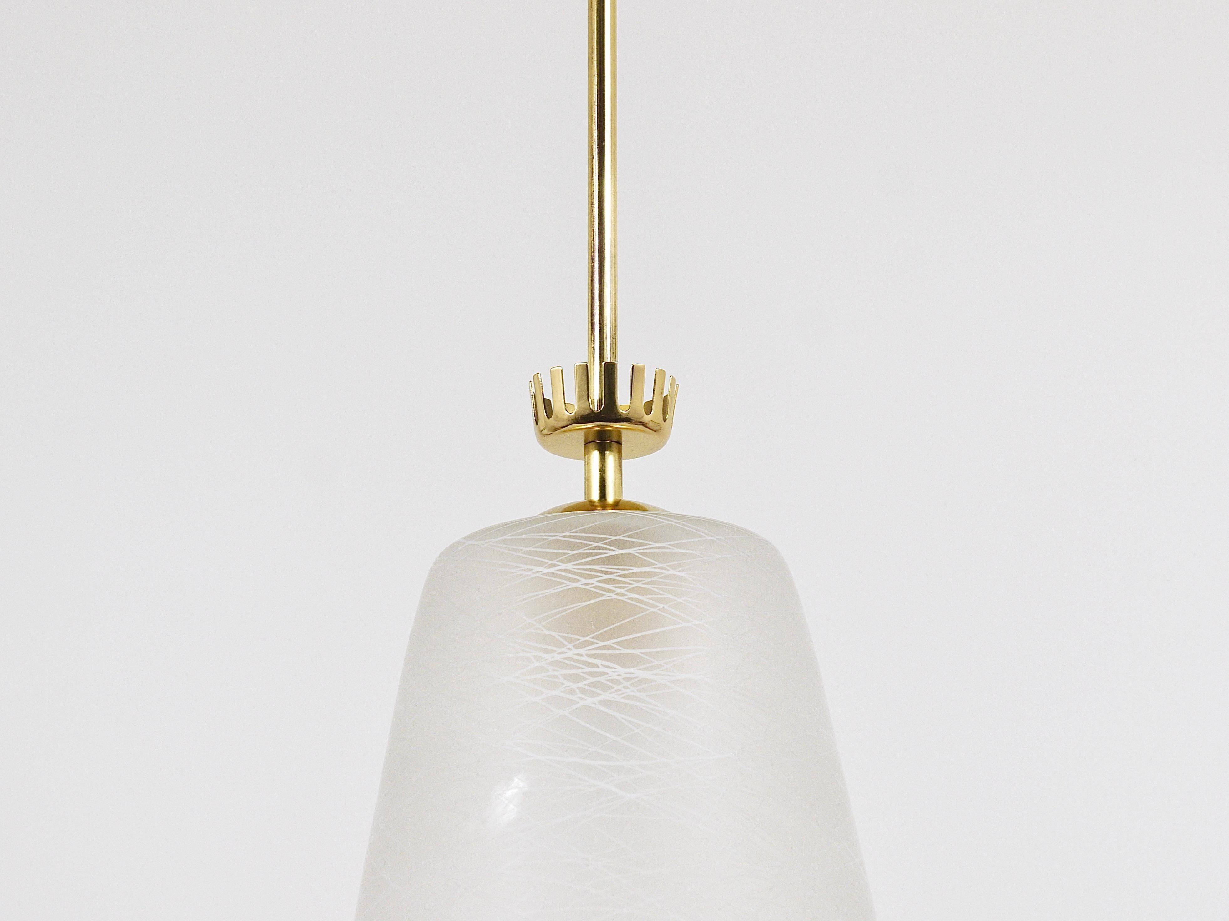 Brass Crown Pendant Light in Gio Ponti Style, Mid-Century, Italy, 1950s