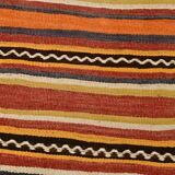 Tapis Kilim vintage long et large, orange et rouge, 5 x 13 cm, 149 x 402 cm, SK 33068