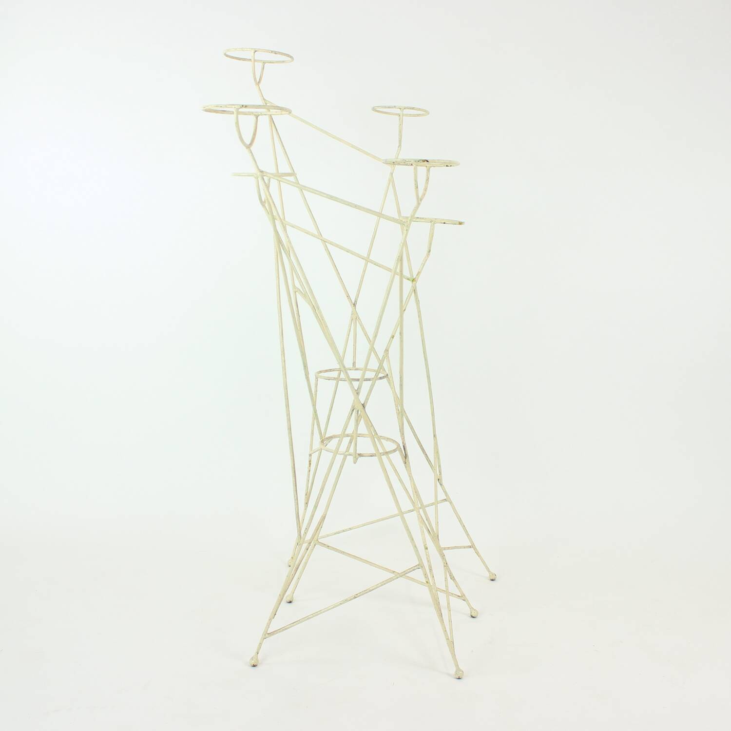 Large Mid Century Steel Plant Holder Stand, Czechoslovakia 1960s