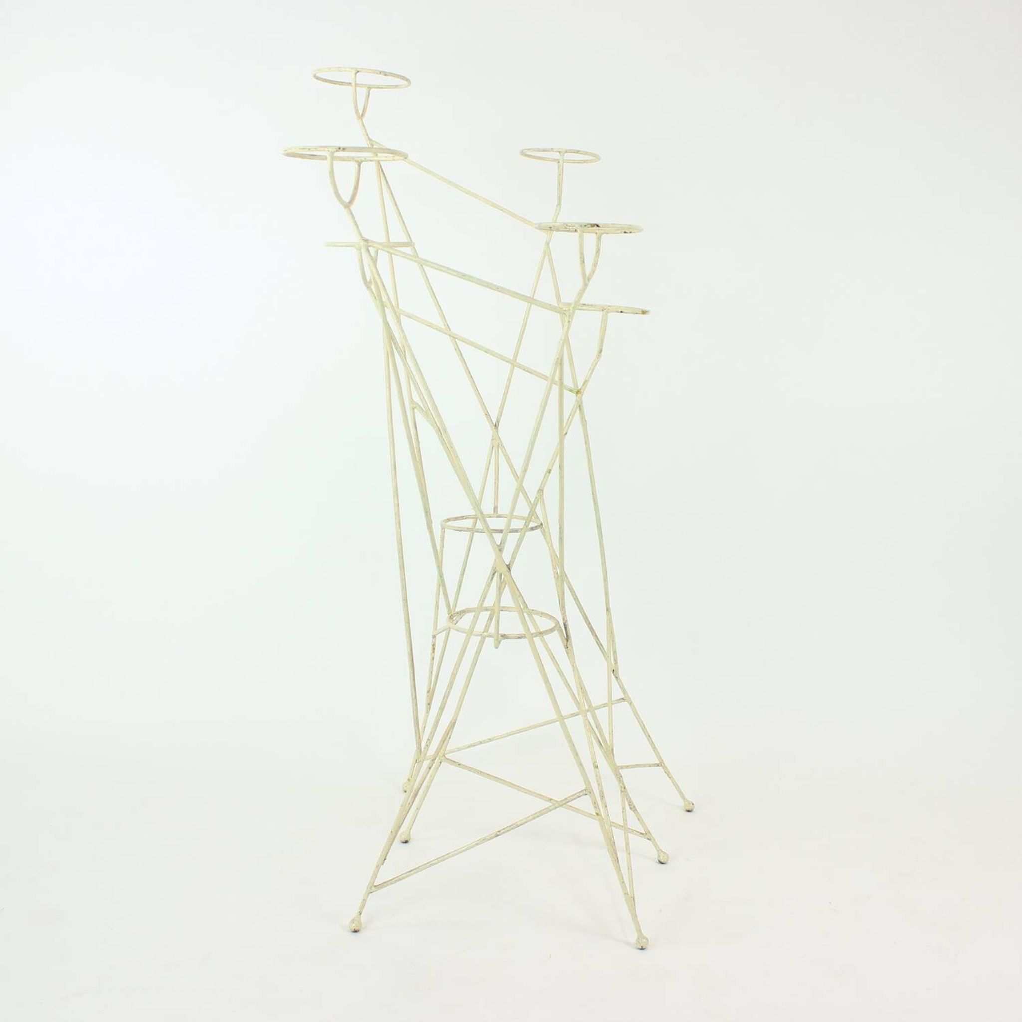Large Mid Century Steel Plant Holder Stand, Czechoslovakia 1960s