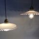 Duo of hanging lamps in opaline