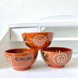 Vintage terracotta bowls decorated flowers