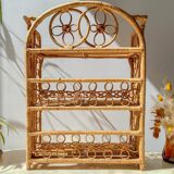 Vintage 1950s rattan folding shelf