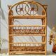 Vintage 1950s rattan folding shelf