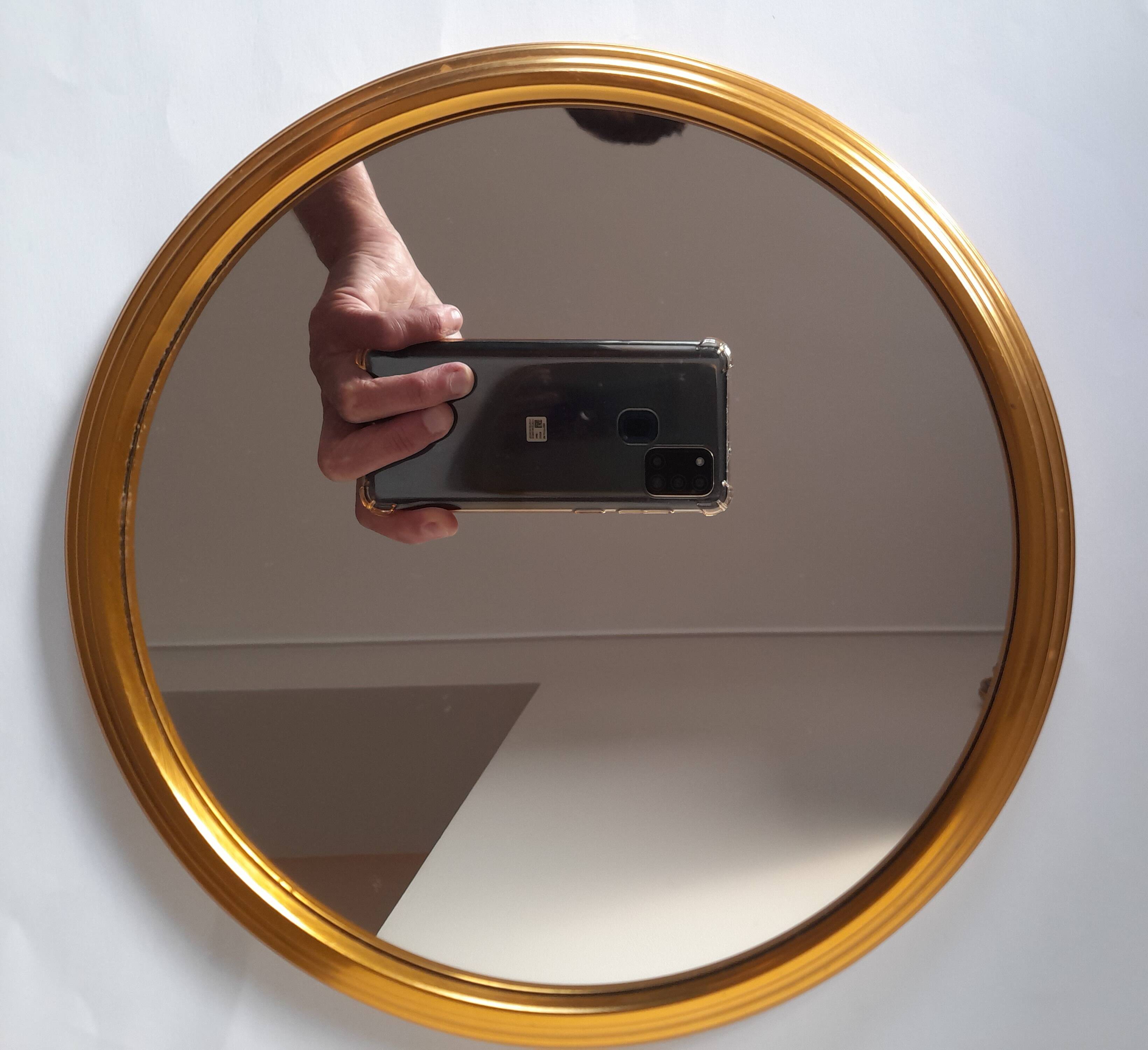 Round mirror tray with gold edge - 1950s