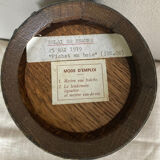 Pichet à eau de vie de Beaune en chêne massif cerclages laitons années 1970