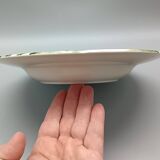 6 french ceramic luneville soup plates, green and ivory